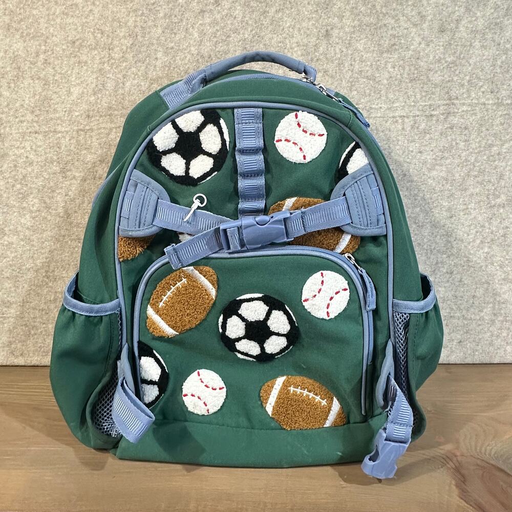 Pottery Barn Kids Mackenzie Green Sports Chenille Backpacks - large